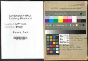 Entnazifizierung Paul Fabeck , geb. 24.10.1895 (Sekretaerin)