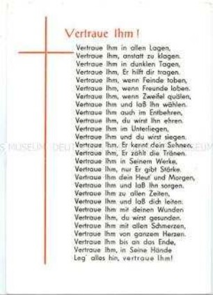 Postkarte mit christlichem Gebet