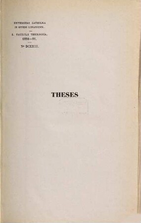 Theses. 1890/91, Fac. Theol.
