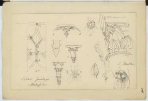 St. Nicolas, Troyes. St Jean, Troyes: Details (aus: Skizzen- und Fotoalbum 10)