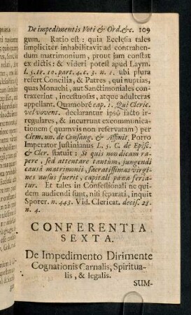 109-139, Conferentia Sexta
