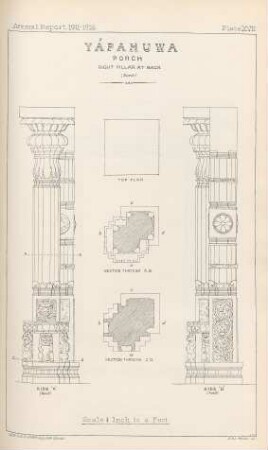 Plate XVII. Yápahuwa. Porch. Right pillar at back (North)