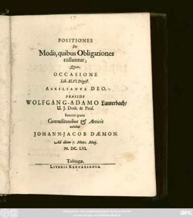 Positiones De Modis, quibus Obligationes tolluntur