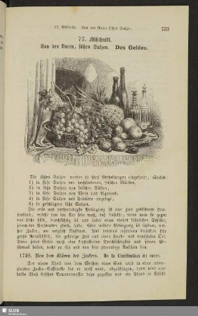 77. Abschnitt. Von den klaren, süßen Sulzen. Des gelées
