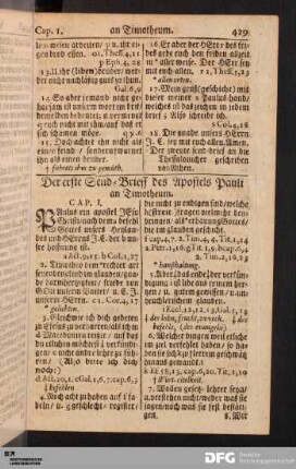 Der erste Send-Brieff des Apostels Pauli an Timotheum.