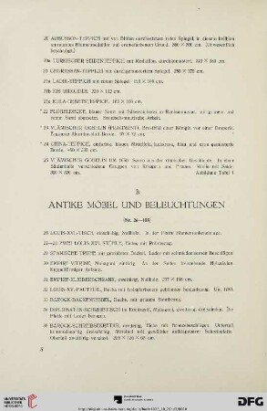 B. Antike Möbel und Beleuchtungen (Nr. 26-155)