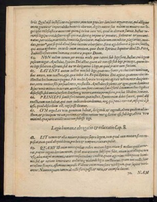 Legis humanae abrogatio et relaxatio Cap. 8.