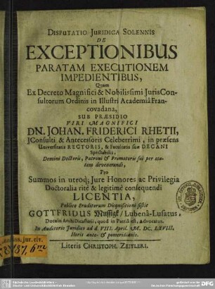 De exceptionibus paratam executionem impedientibus