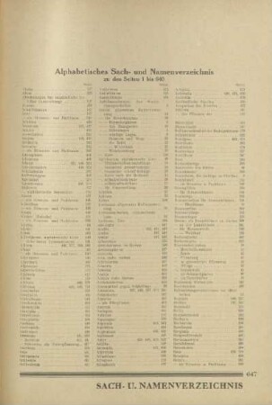 Alphabetisches Sach- und Namenverzeichnis zu den Seiten 1 bis 640