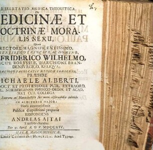 Dissertatio medica theoretica de medicinae et doctrinae moralis nexu
