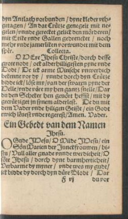 Ein Gebedt van dem Namen Jhesu.
