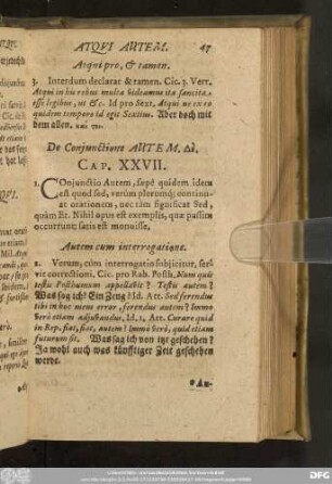 De Conjunctione Autem. [...] Cap. XXVII.