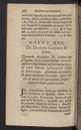 Caput XXII. De Decreto Gratiani & Paleis.
