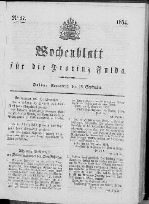 Nr. 37, Ausgabe vom 16. September 1854
