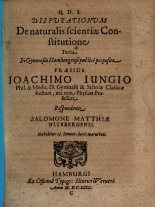Disputationum De naturalis scientiae Constitutione Tertia