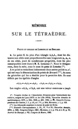 Mémoire sur le tétraèdre.