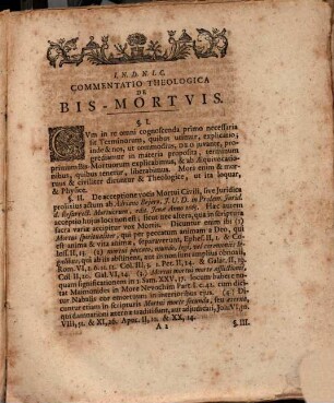 Balthasaris Bebelii, ... Commentatio Theologica De Bis-Mortvis : von denen Zweymal-Verstorbenen