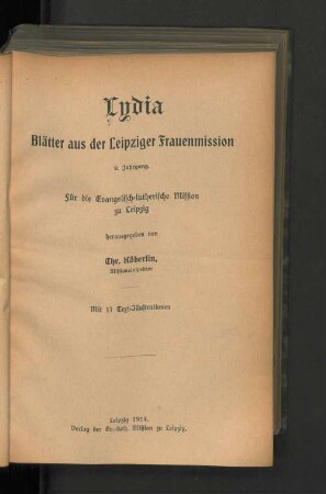 8.1914: Lydia : Bl. aus d. Leipziger Frauenmission