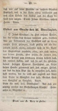 Gebet am Grabe des heil. Bonifazius.