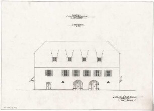Gsaenger, Gustav; Lenggries (Bayern); Gasthaus "Altwirt", Umbau - Altwirt - Nebengebäude, Saalbau, Westseite (Ansicht)