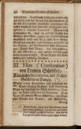III. Elias (Constantius) von Trewen Schröder,[...]