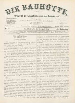 No. 15. Frankfurt a. M., den 15. April 1905. 48. Jahrgang.