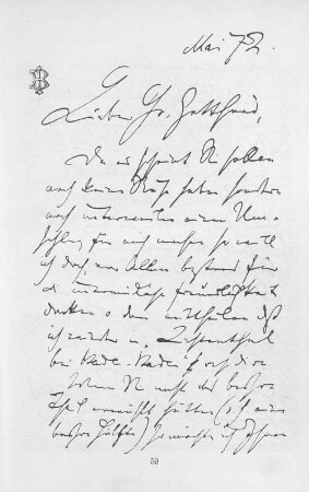 Ein Brief von Johannes Brahms an Herren J. P. Gotthard, Wien.