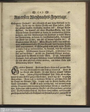 Am ersten Weyhnachts-Feyertage