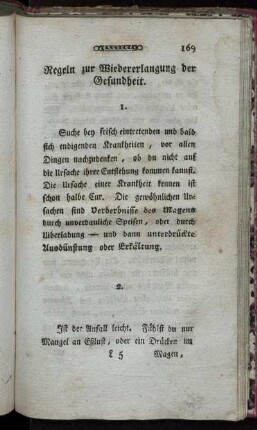 Regeln zur Wiedererlangung der Gesundheit.