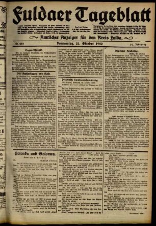 Ausgabe vom Donnerstag, den 21. Oktober 1920.
