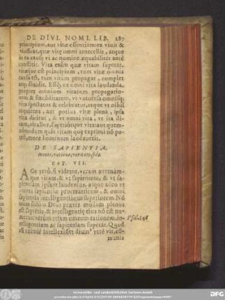 De Sapientia, mente, ratione, veritate, fide. Cap. VII.