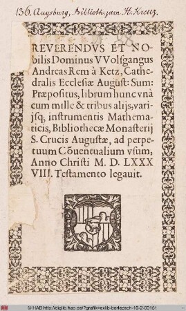 Wappen der Bibliothek zum Hl. Kreuz in Augsburg