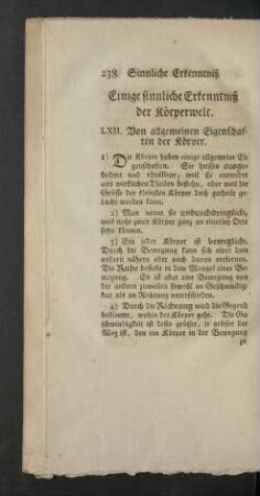 Einige sinnliche Erkenntniß der Koerperwelt.