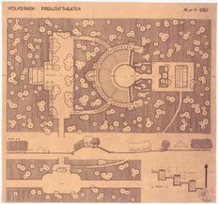 Freilichttheater: Grundriss und Schnitte 1:250