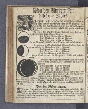 Von den Finsternissen dieses 1706. Jahres.