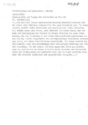 Abschriften aus Akten des Militärischen Zwischenarchivs Potsdam zu Muslimen in Wehrmacht und SS.