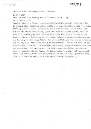 Abschriften aus Akten des Militärischen Zwischenarchivs Potsdam zu Muslimen in Wehrmacht und SS.