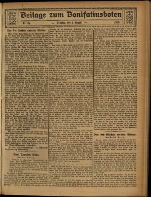 Zweite Ausgabe vom Sonntag, den 02. August 1925.