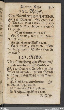 122. Reys. Von Nürnberg gen Dreßden