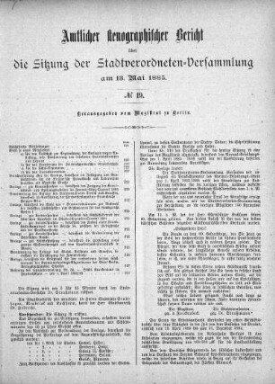 No. 19, 13. Mai 1885