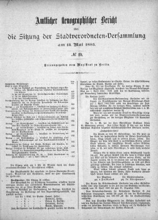 No. 19, 13. Mai 1885