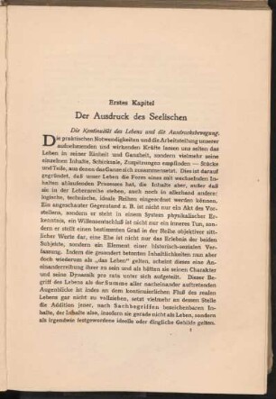 Erstes Kapitel. Der Ausdruck des Seelischen