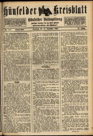 Zweite Ausgabe vom Samstag, den 19. September 1925.