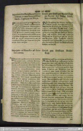 Stipulatio sive Recessus ad futura comitia in rem Generosissimi Ilinski, Capitanei de Nizyn