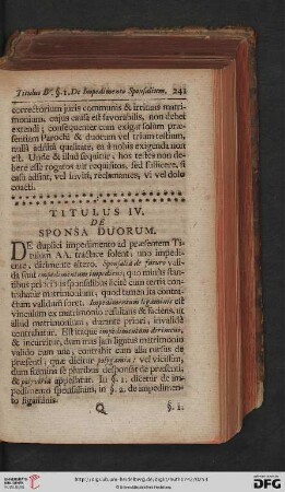 Titulus IV: De Sponsa Duorum