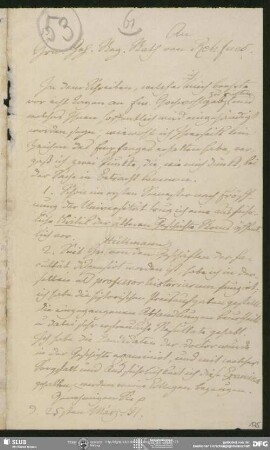 Eigenh. Briefkonzept von August Wilhelm von Schlegel an Philipp Joseph von Rehfues, Bonn, 25.03.1831