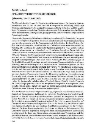 Sprachunterricht für Gehörlose [Dokumentation]