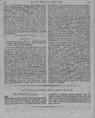 Staats-Kalender der Freien Stadt Frankfurt. Frankfurt am Main: Wenner 1819