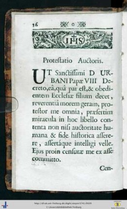 Protestatio Auctoris