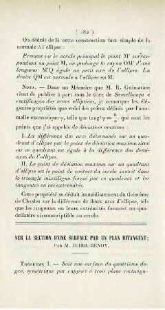 Sur la section d'une surface par un plan bitangent.